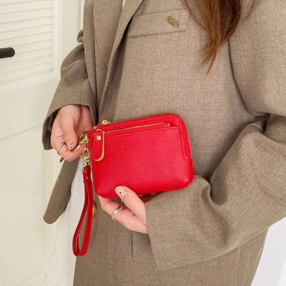 

Multi Card Slots Women Short Wallet Hand Clutch Zipper Pu Coin Purse Solid Color Multifunctional Small Cowhide Wallets Women