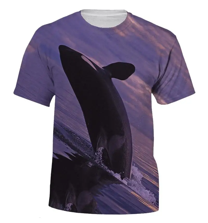 Summer Fashion Ocean Orca 3d Printing Fashion Men Women Children Short-sleeved Street Wind Breathable Light Casual T-shirt