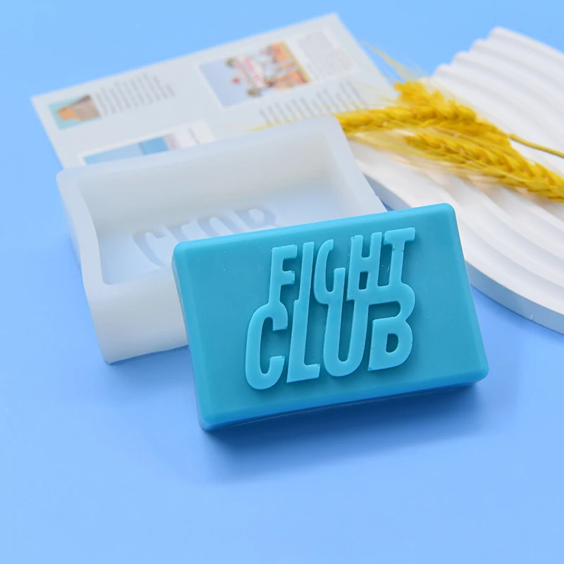 Fight Club-Molde de silicona para jabón, suministros rectangulares para fabricación de barras de loción, bomba de baño, Molde de Jabon, accesorios