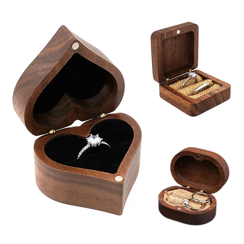 

12PCS Custom Wood Blank Ring Box with Magnetic Engraving for Wedding Wooden Storage Box For Couples Ring Jewelry Box DIY Gifts