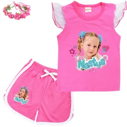 Russian Like Nastya Show Clothes Kids Summer Outfits Baby Girls Sleeveless Cotton T-shirt Shorts 2pcs Sets Children Clothing Set