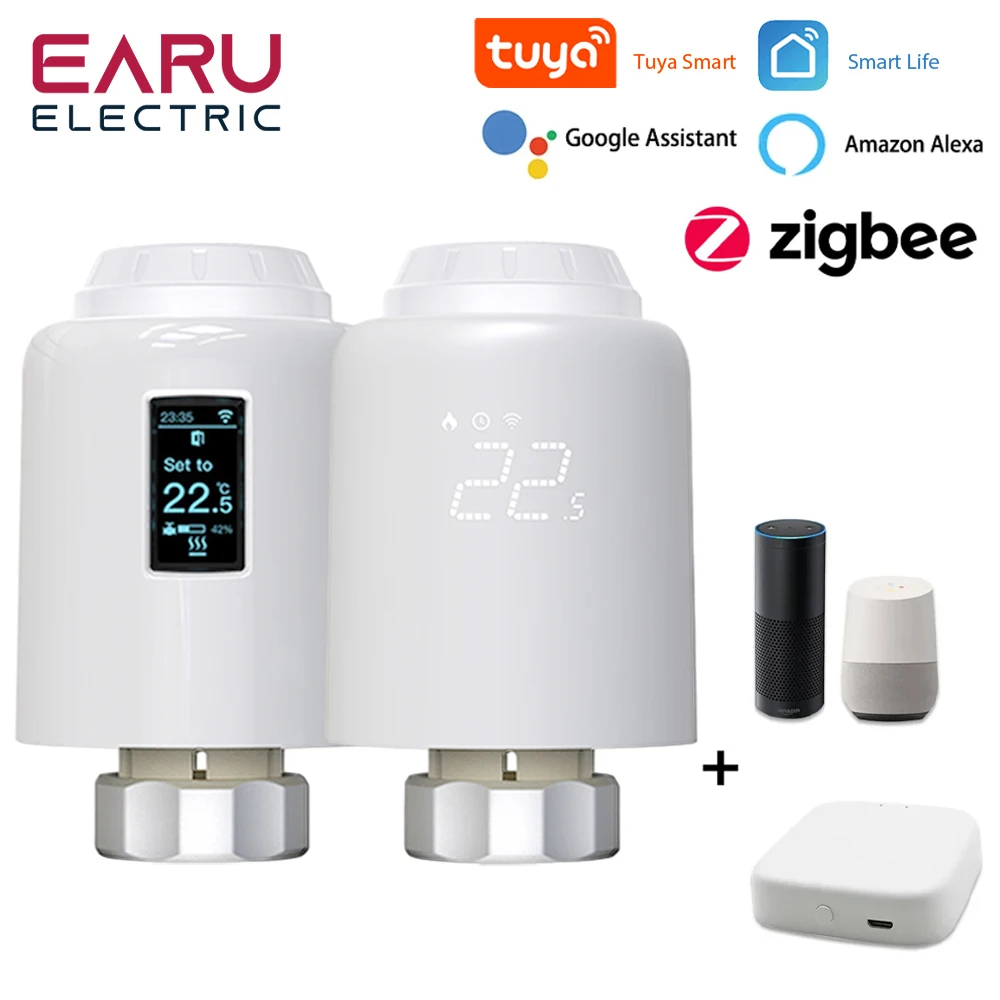 

Tuya Smart ZigBee Thermostat Radiator TRV Programmable Thermostatic Actuator Heating Remote Temperature Controller Alexa Google