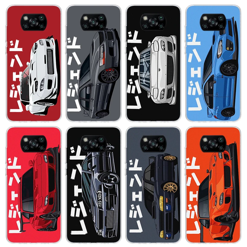 JDM Tokyo Drift Sports Car Phone Case For Xiaomi Poco X5 X4 X3 Nfc M5S M4 M3 M2 F5 Pro F4 Gt F3 F2 F1 Silicone Shell Print Funda