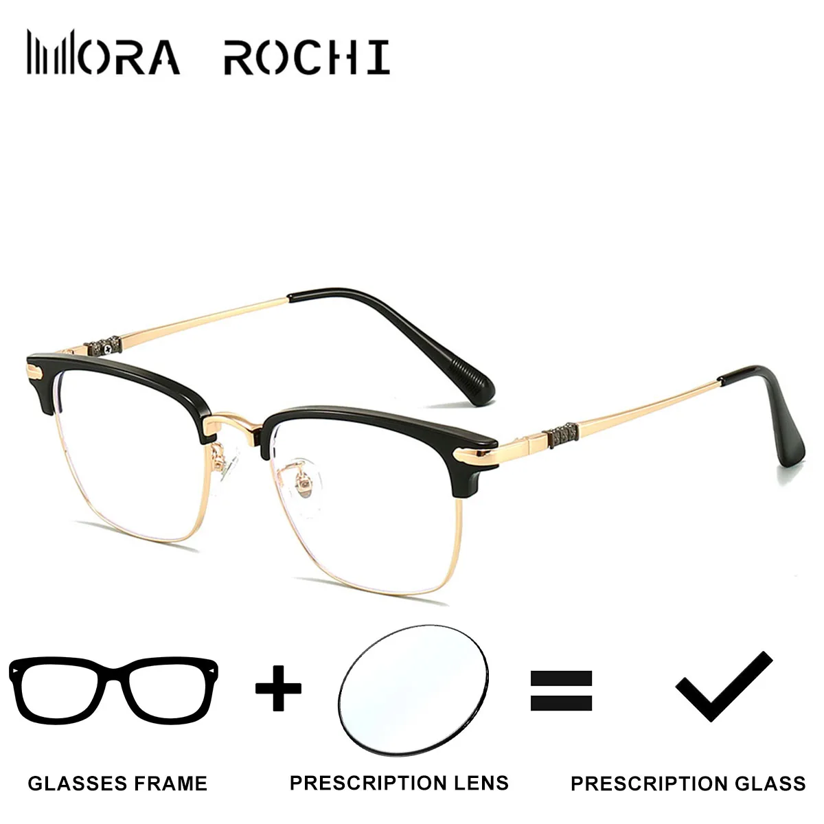 

New Square Prescription Customizd Glasses Harf-Frame Optical Eyeglasses for Men Women Anti Blue Light Photochromic Eyewear 8007