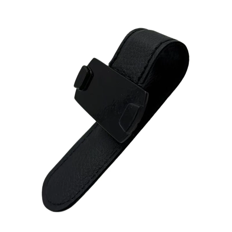 QM08 Black Leather-Covered Sun Panel Mount with Metal Mounting Structure for In-Car Device Placement, Includes 1 Clip