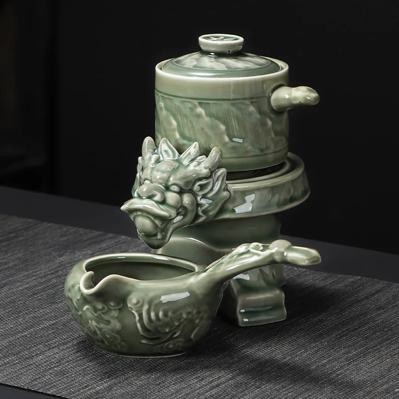 Twelve Zodiac Celadon Automatic Set for Home Use, Lazy Tea Brewer, High Aesthetic National Trend Business
