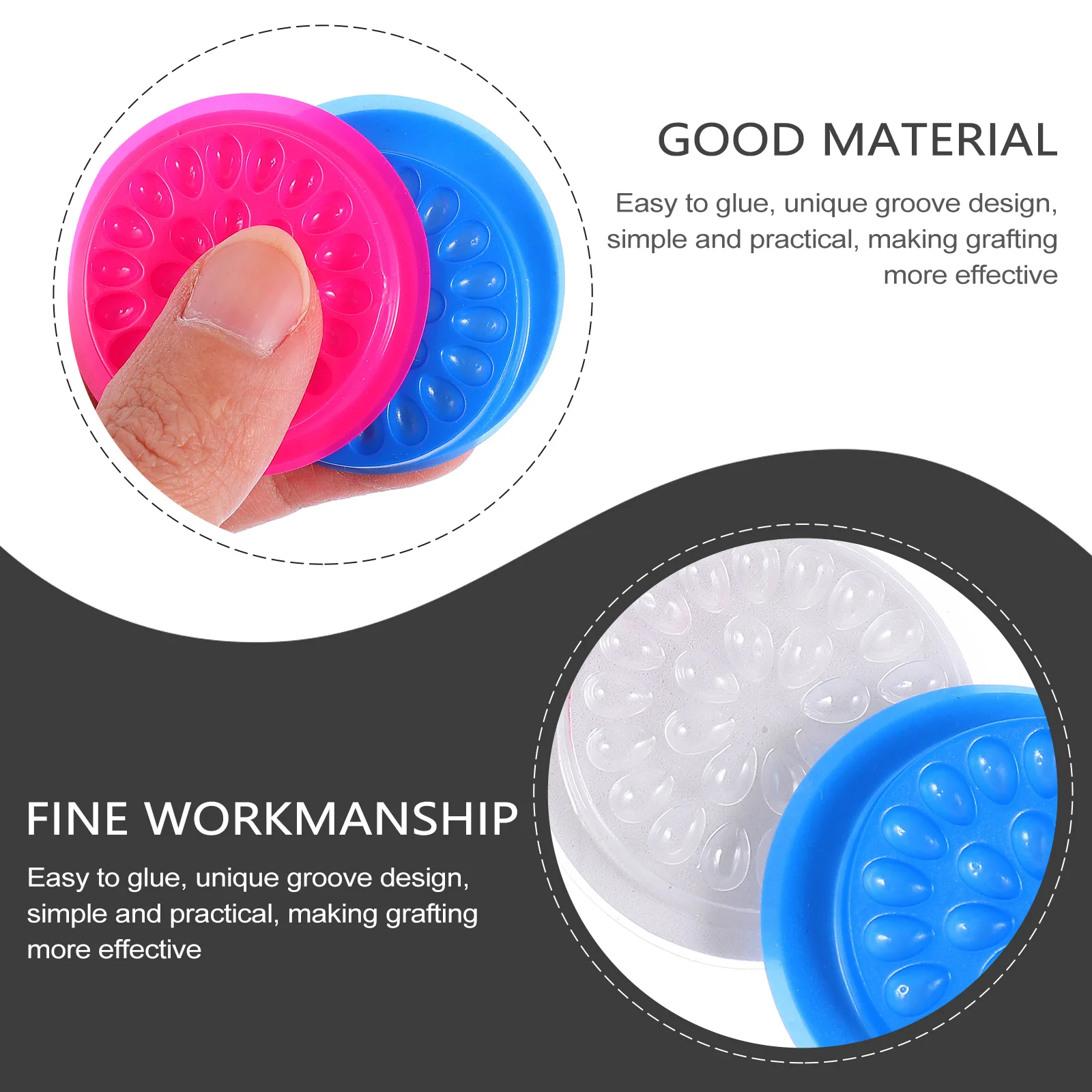 Bandeja de suporte de cola para cílios, 20 peças, extensão de cílios postiços, almofada para pigmento adesivo, tinta portátil, acessório de ferramenta de chicote