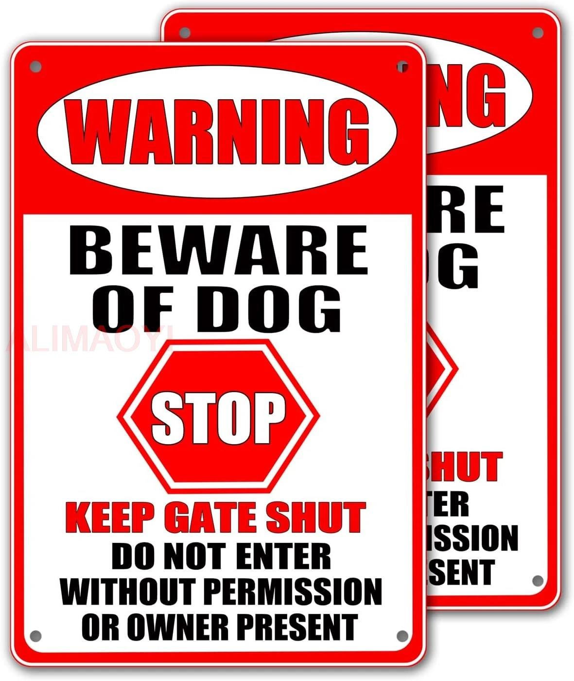 Beware Of Dog Sign 2 Pack Beware Of Dog Signs For Fence, Dogs Decor Security Metal Signs Garden Warning For Yard Stop Keep Ga