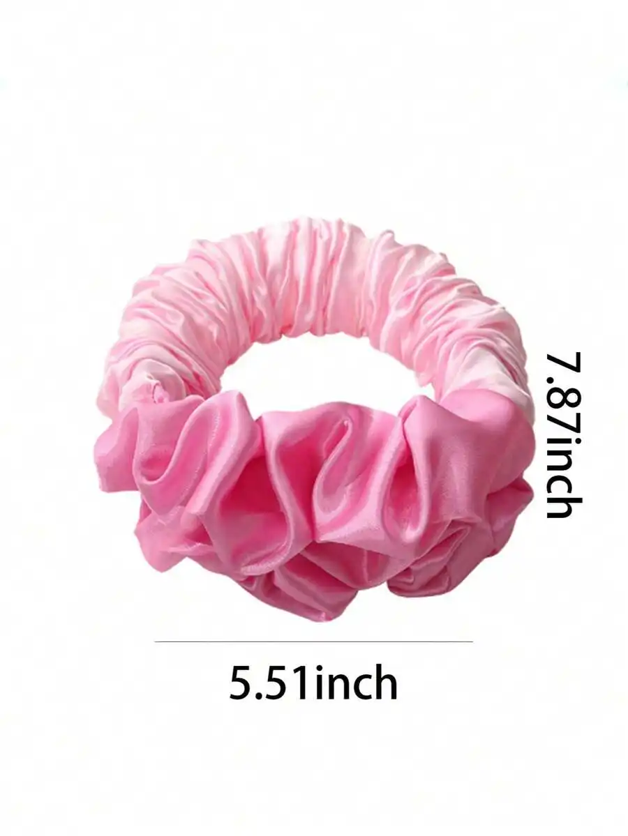 

Pink Satin Hair Scrunchie Heatless Curler Overnight Styling Tool