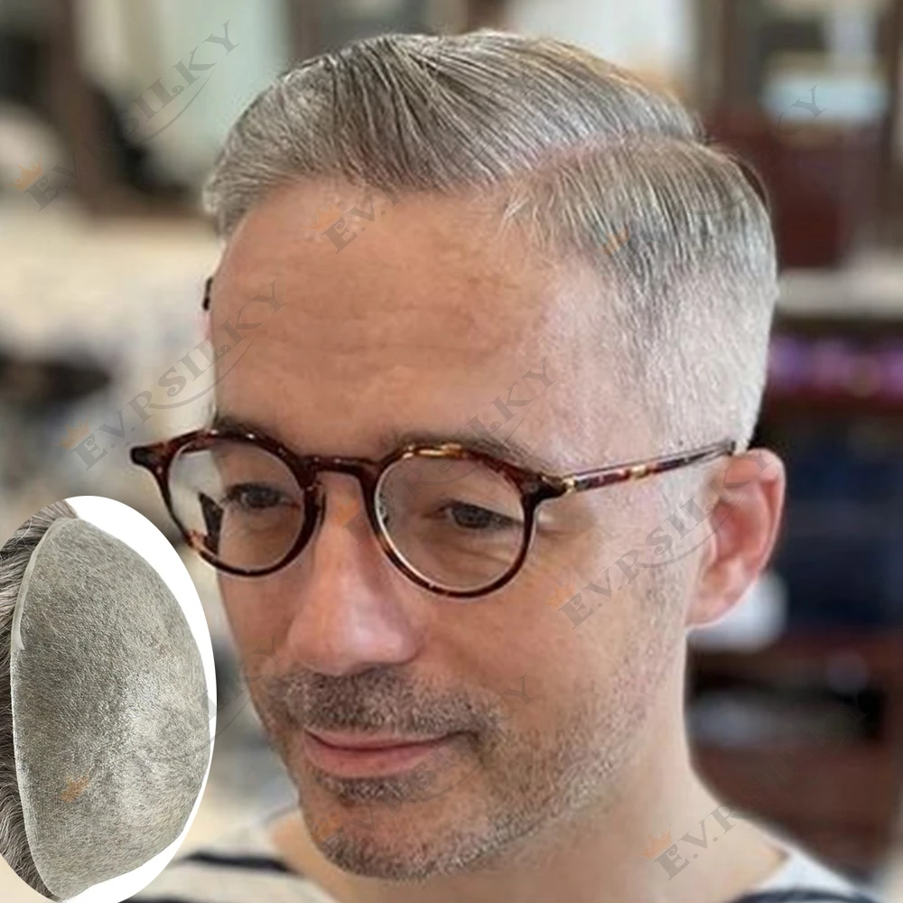 

Невидимые натуральные волосы, плотность 90%, 0,02 мм, ультратонкая кожа, мужские шиньоны 550 # 1b30 Серый Светлый Протез Человеческих Волос Парик