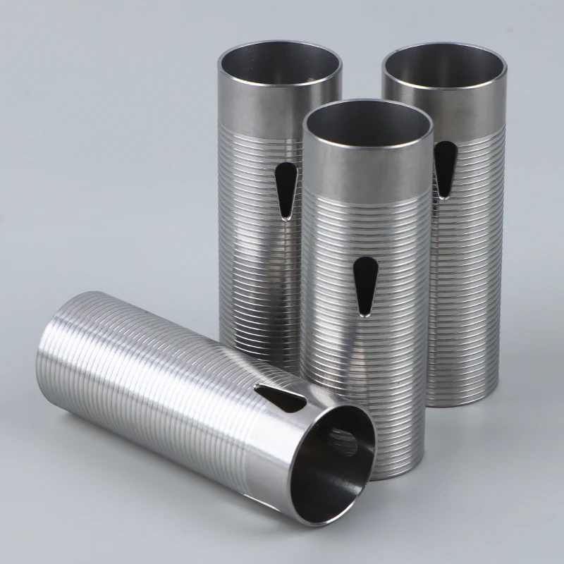 Stainless Steel CNC Advanced Ribbed Heat Dissipation Cylinder For Airsoft Ver.2 Gearbox 80%/70%/60%/50% Sport Toy