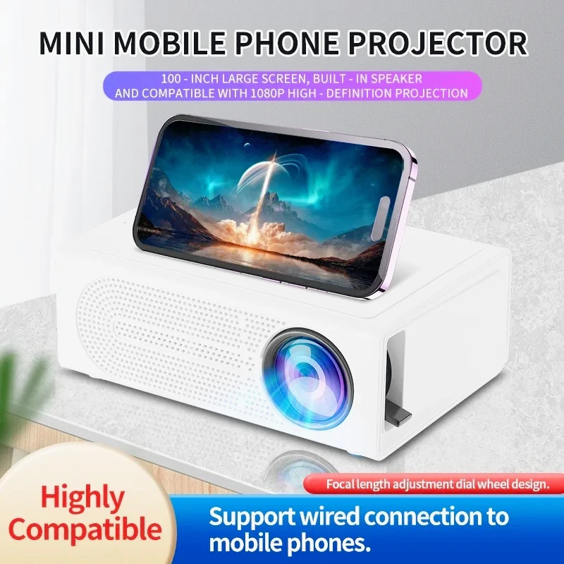 

M200 Portable Mini Projector 1080p Home Cinema LED Wired Mobile Phone Same Screen Support