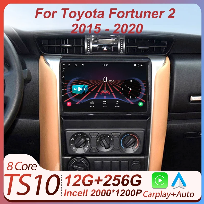 

Автомобильный Android 14 для Toyota Fortuner 2 2015 2016 2017 2018 2019 2020 Автомобильный радиоприемник Видео Мультимедийный плеер GPS CarPlay Монитор 2 Din
