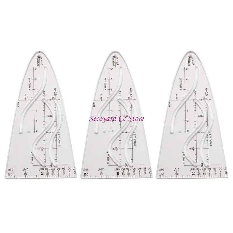 N3UC Coseno Righello Parabola Righello Studente Ufficio Designer Pittura Parabola Stencil