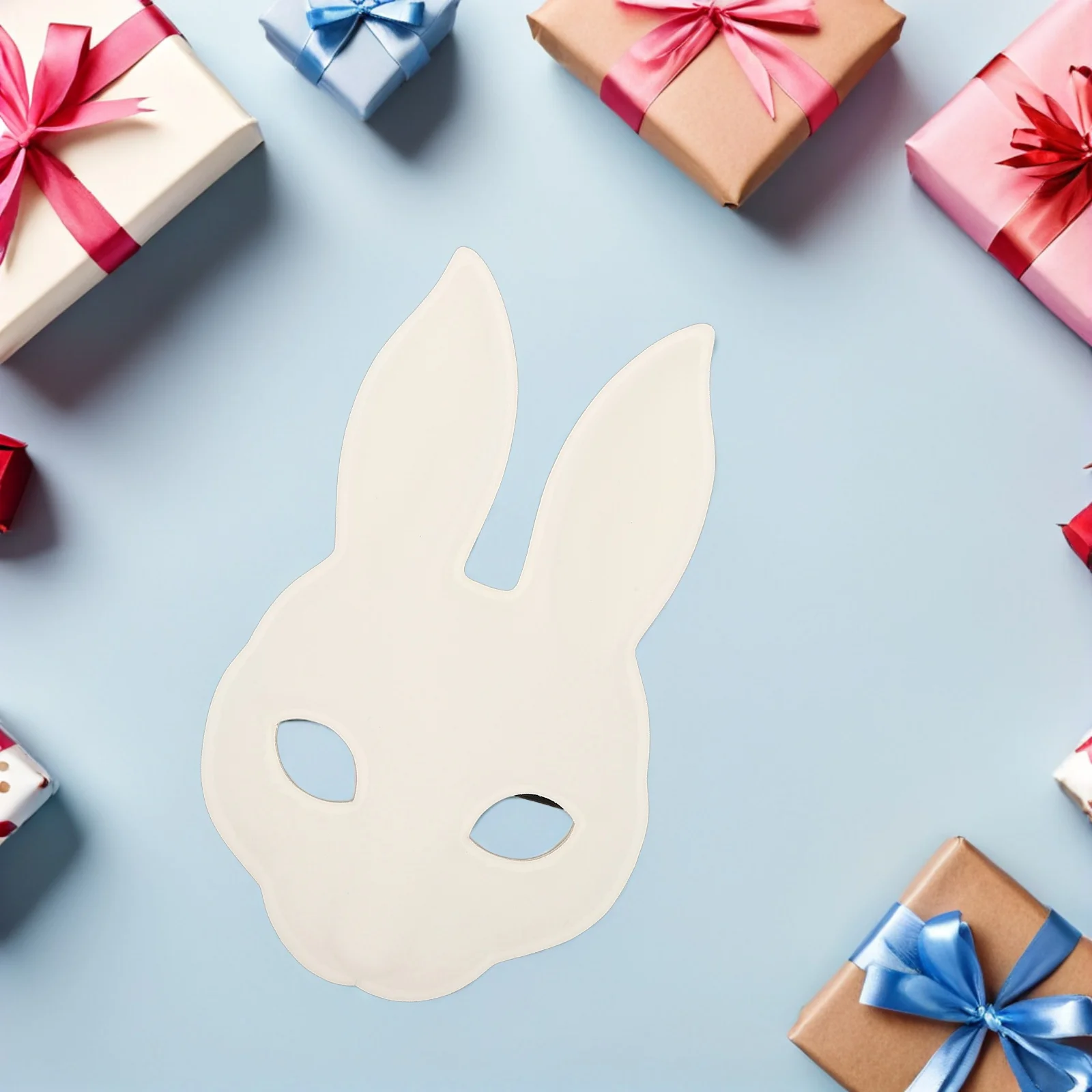 Halloween Bunny Mask Half Face White Rabbit Costume Mask for Kids Adults Masquerade Carnival Birthday Easter Party DIY Painting