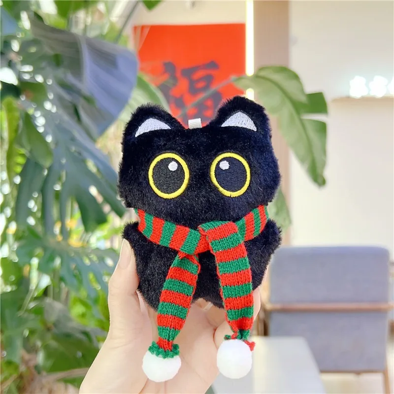 Kawaii Zwarte Kat Pluche Pop Speelgoed Hanger Cartoon Kat Zacht Gevulde Pop Hanger Autosleutel Rugzak Tas Decor Pop Hanger Sleutelhanger