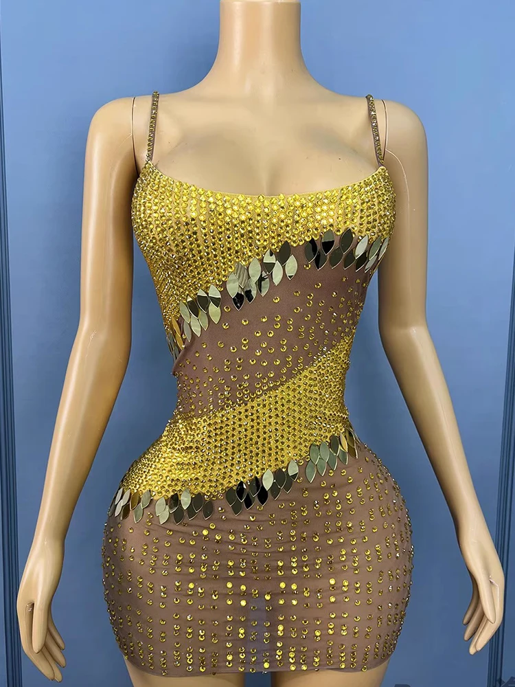 Hoge kwaliteit strass pailletten sexy jarretel kleur geblokkeerde jurk 2025, nieuwe mode aangepaste dameskleding