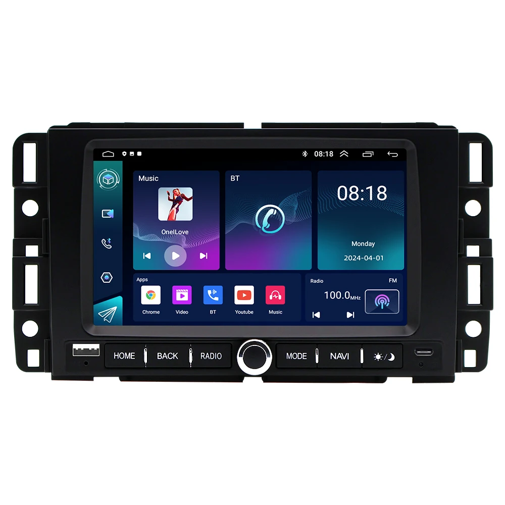 7“Android Car Radio For GMC 2008 to 2012  With Buttons Wireless CarPlay Android Auto GPS Nav Bluetooth Steering Control