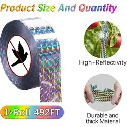 1 Roll 80M Bird Scare Tape Dual-sided Shining Pigeons Reflective Ribbon Bird Deterrent Tape Garden Yard Bird Repellent RibbonS