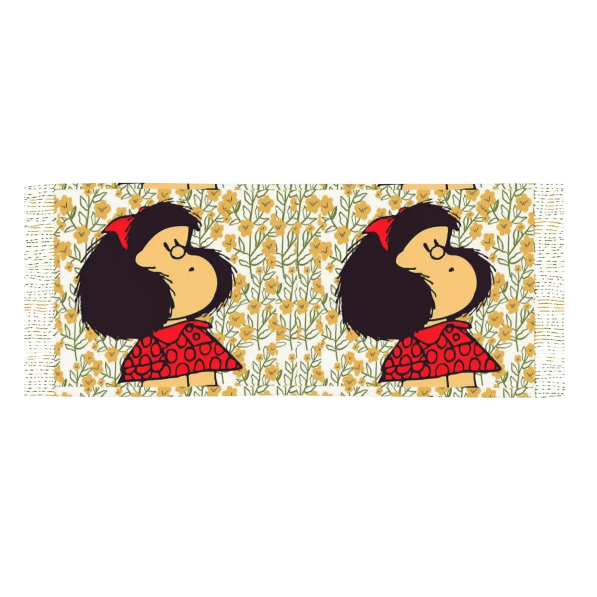 Sciarpa Mafalda e fiori per donna scialli caldi invernali e sciarpa a scialle lunga e grande cartone animato Kawaii per donna