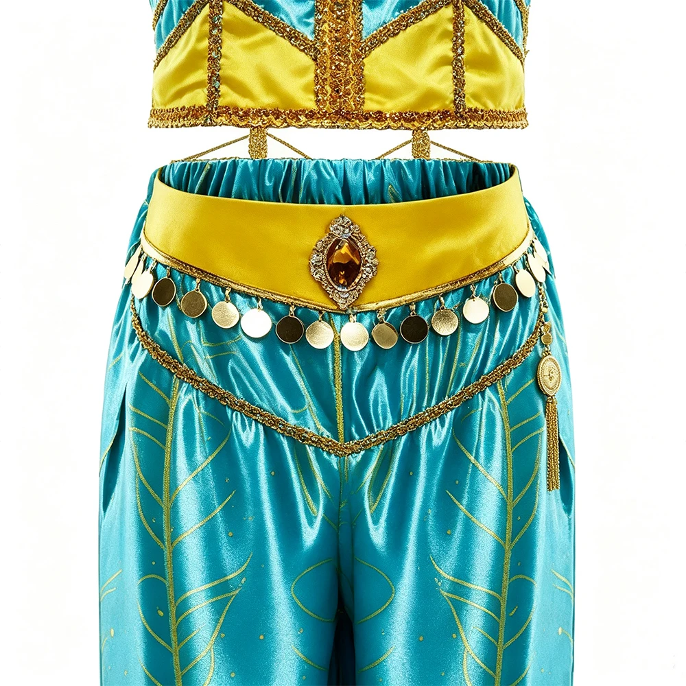 Mädchen Jasmin Kostüm Arabische Prinzessin Kleid Kinder Geburtstag Party Weihnachten Faschingskostüm Baby Jasmin Cosplay Kleidung – Detail 5