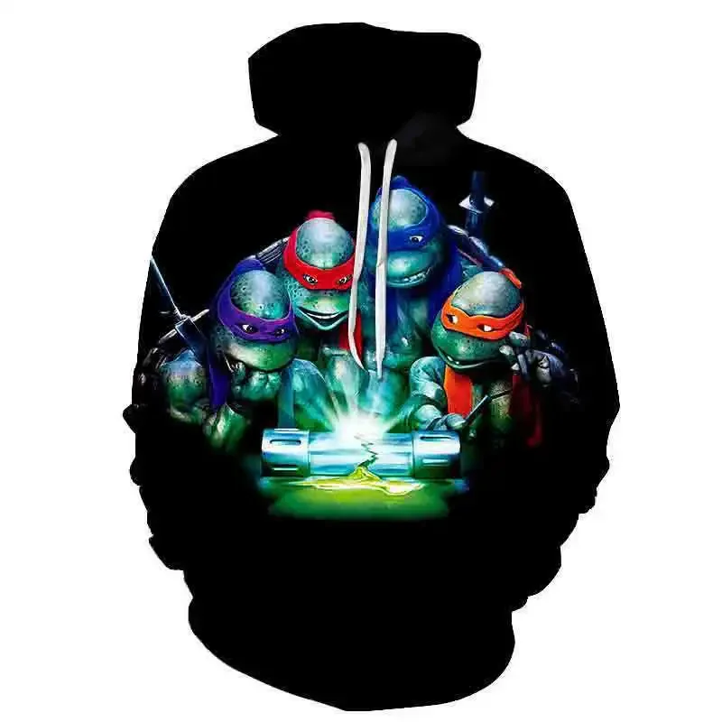 New Cross-border 2024 Spring Men\'s Fashion 3D Printed Hoodie Ninja Turtles Printed Clothing Casual Street High-end Clothing cool