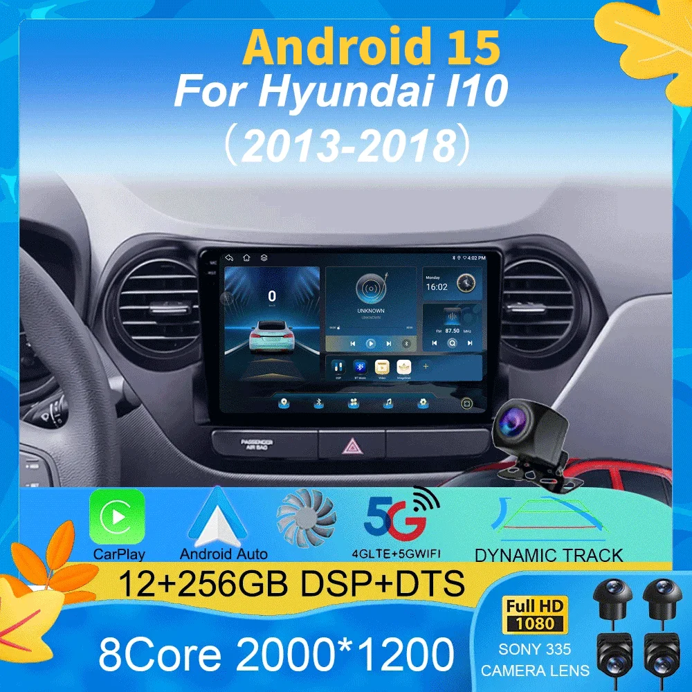 

Android 15 Carplay Auto Multimedia Player For Hyundai I10 2013 - 2018 Navigation Car RadioAutoradio GPS Stereo 2din Head Unit
