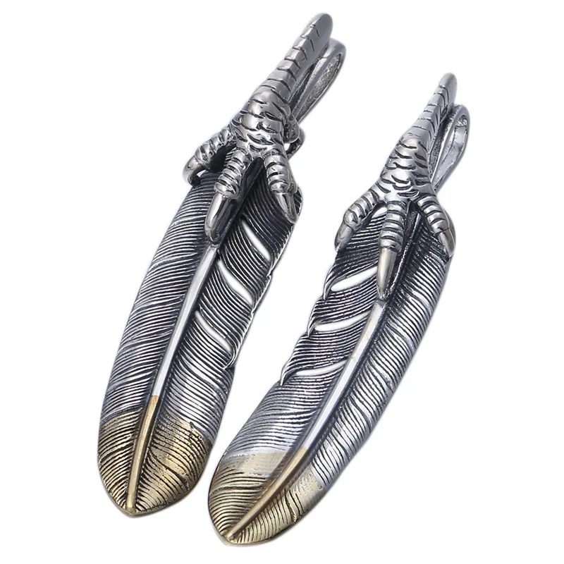 Factory wholesale S925 sterling silver men's classic retro Thai Silver Eagle series couple necklace wool pendant