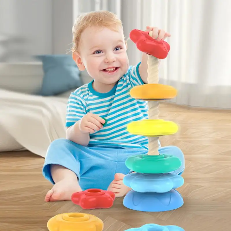 Regenbogen-Stapelspielzeug, Kinderringe, Stapler, Lernspielzeug, pädagogisches und interaktives Lernstapelspielzeug für Kinder, Mädchen und Jungen