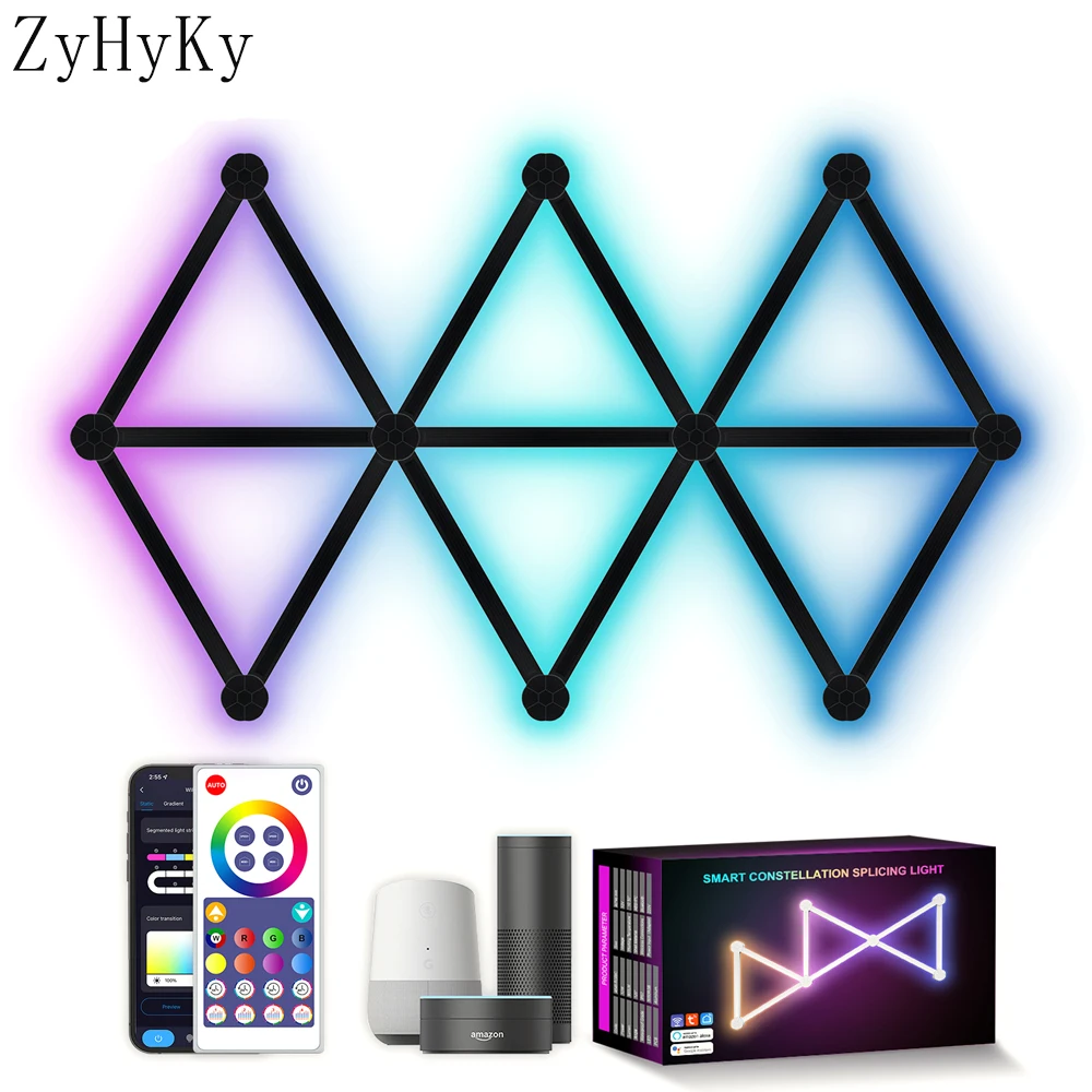 WIFI LED Smart Wall Lamp RGB Light Bar DIY Atmosphere Night Light APP Music Rhythm TV Backlight Bedroom Game Room Decoration