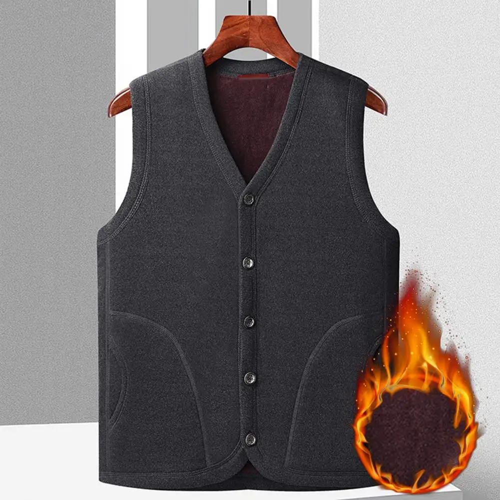 Winter Men's Vests Casual Man Fleece Warm Sleeveless Jackets Fashion V-Neck Outwear Thermal Fishing Waistcoats Clothing