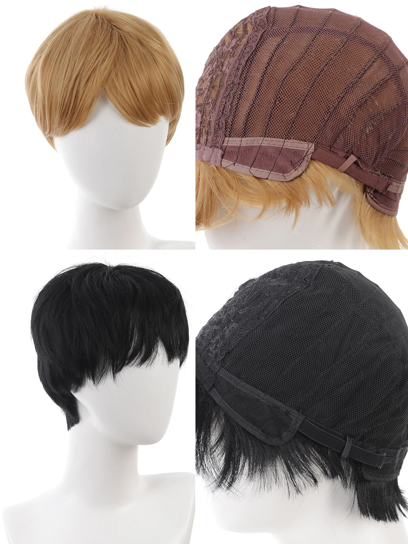 Short Hair Cosplay Wigs Male Women Party Black High Temperature Fiber Synthetic Hair Wigs image 2