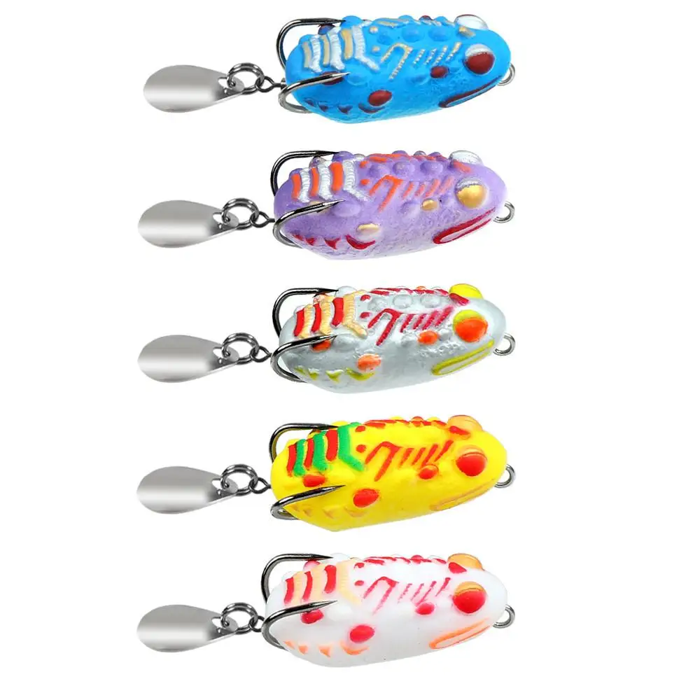 Fishing Lure 4cm/4.8g Soft Frog Mini Soft Lure Double Hooks Top Water Ray Frog Artificial Bait