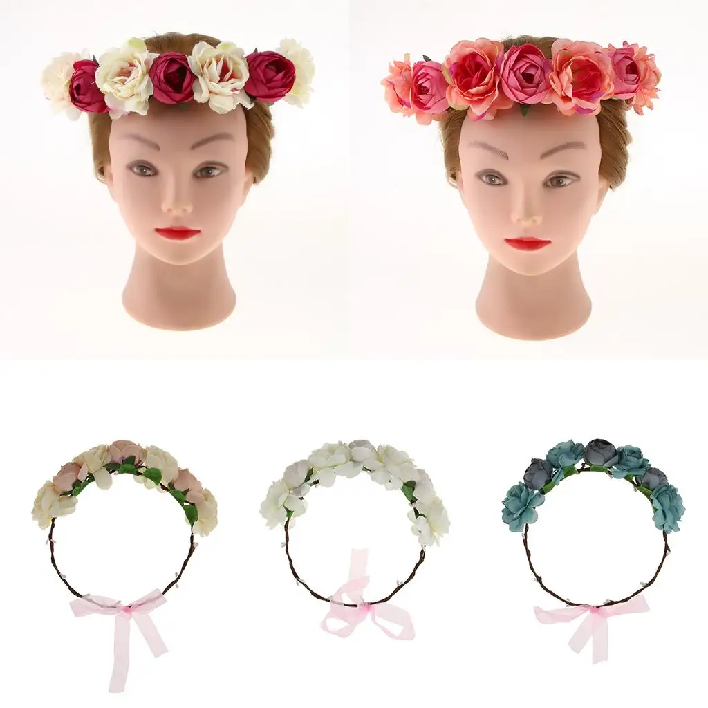 Шелковая цветочная корона ручной работы, цветочная гирлянда, венок, повязка на голову, свадебная вечеринка
