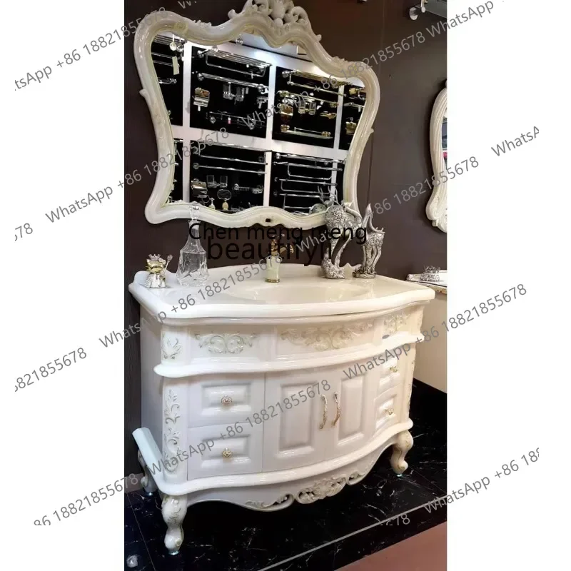 

Q178 All jade European bathroom cabinet combination integrated light luxury washing table waterproof and mildew-proof floor