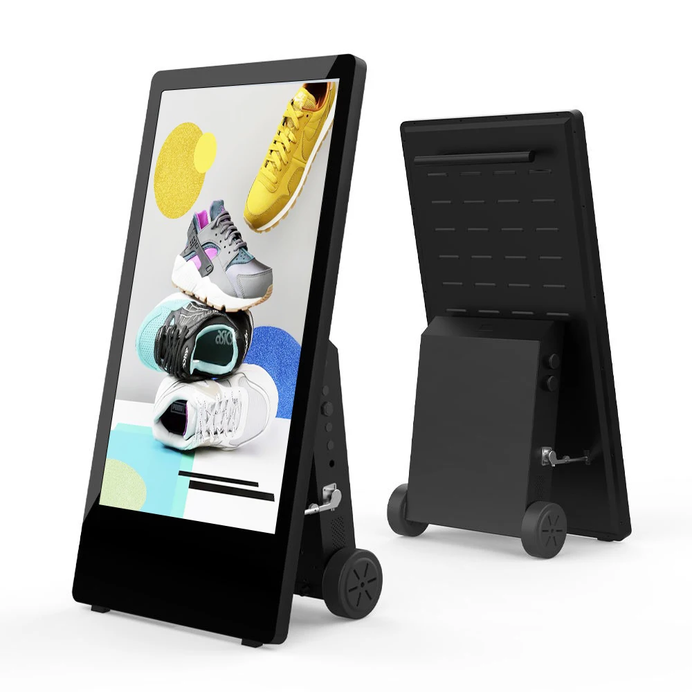 

43" IP65 Waterproof Outdoor Digital Signage - Portable Sunlight-Readable Advertising Kiosk with Rechargeable Battery