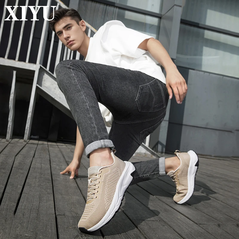 

XIYU Мужская повседневная спортивная обувь с широкой сеткой, дышащая простая уличная повседневная обувь на плоской подошве для пешего туризма и бега, большой размер 37-46 #