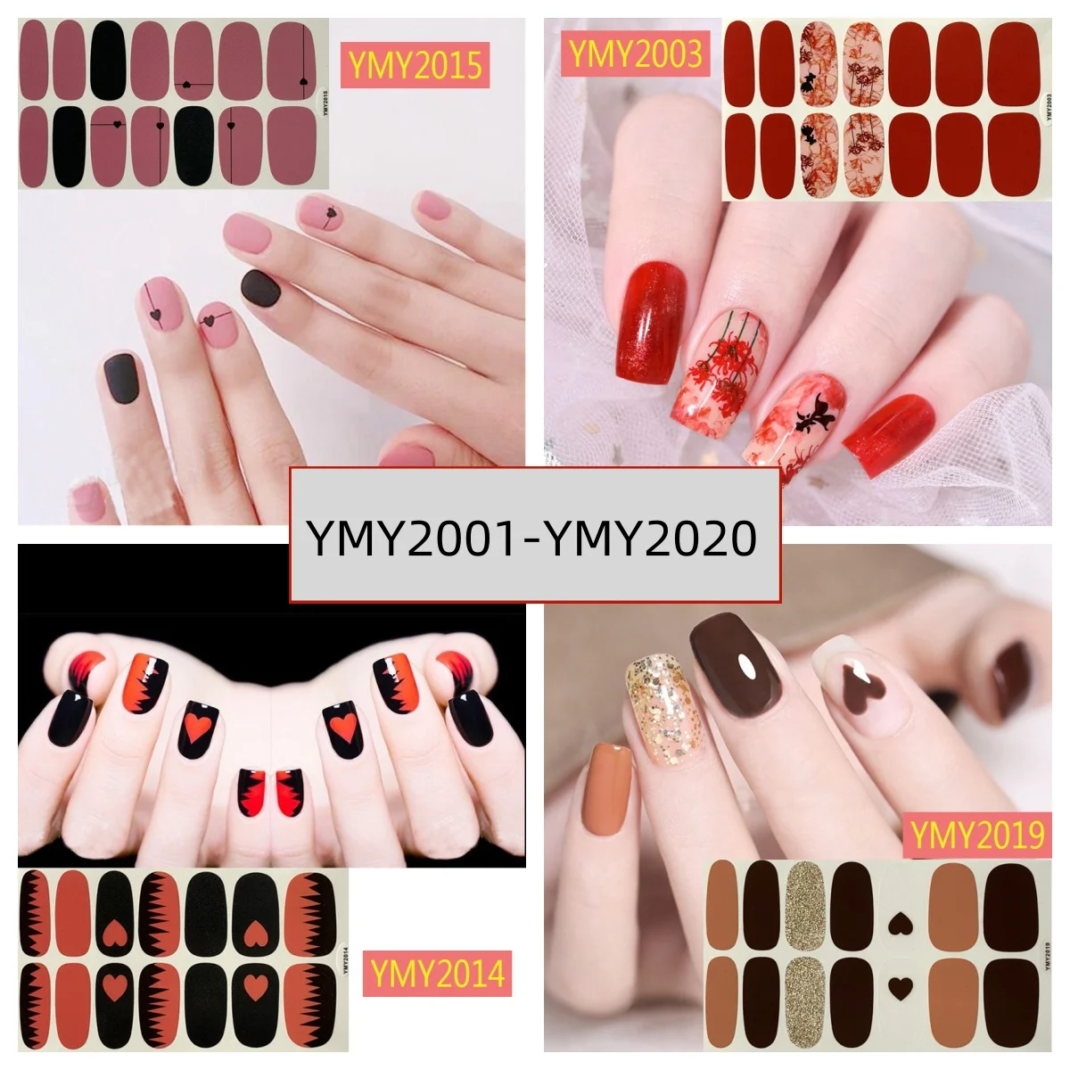 10sheets/pack Autumn Nail Stickers Full Cover Nail Patch Valentine's Day Nail Stickers Nail Polish Strips DIY Nail Art Making