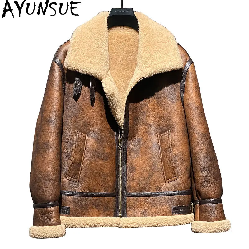 

AYUNSUE Natural Wool Fur Coat Man Clothing 2025 Winter Genuine Sheepskin Leather Jacket Men Warm Real Fur Coats Leather Jackets