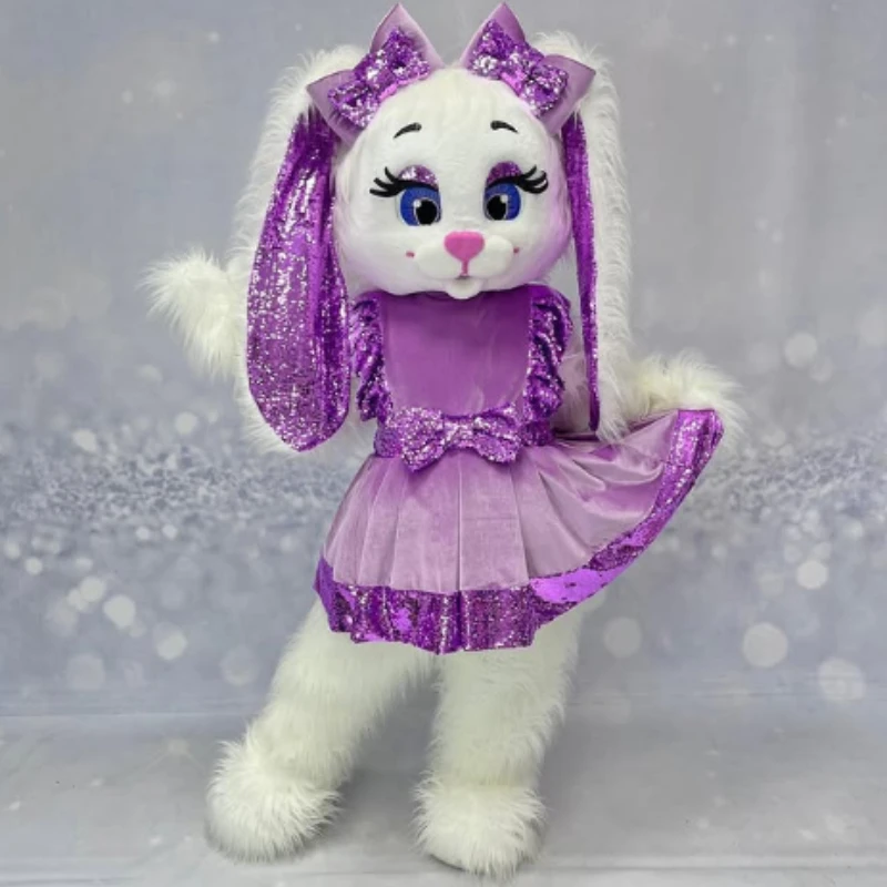 NEU Kaninchen Zuckerwatte Lila Kleid Karneval Werbung Make-up Osterhase Kaninchen Weihnachten Maskottchen Kostüm Tiere