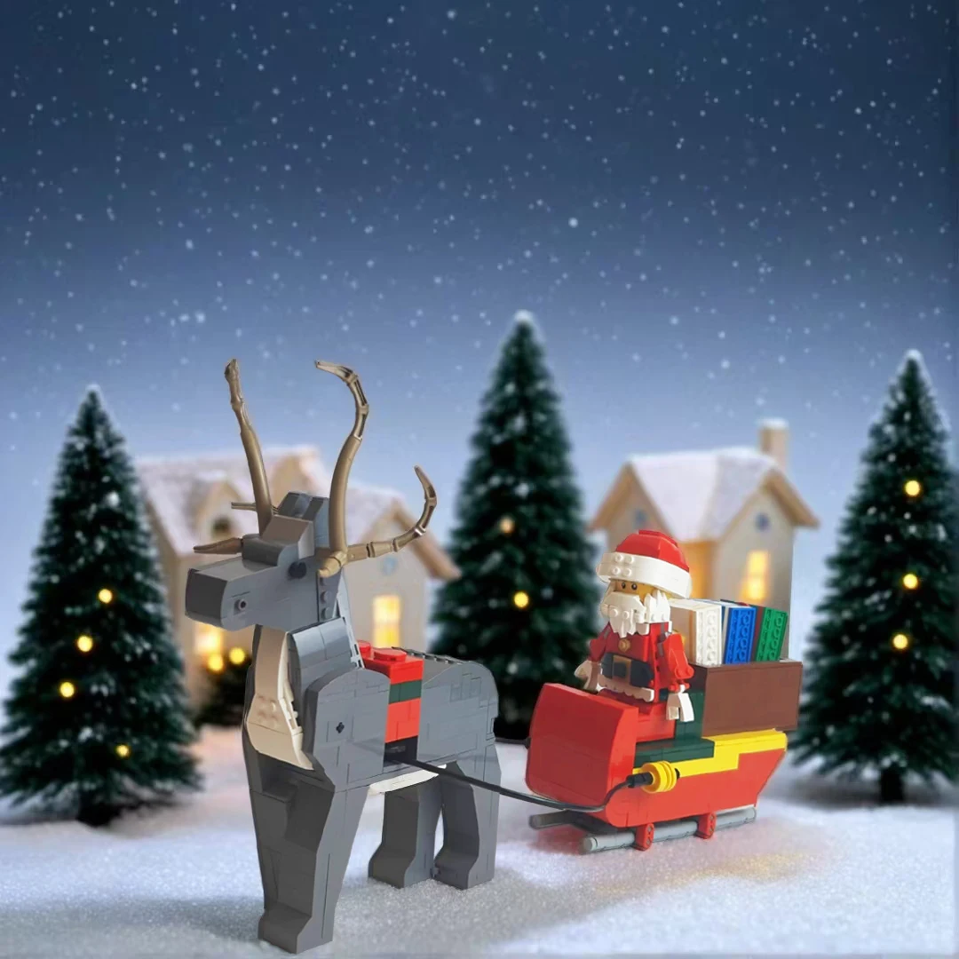 

MOC Санта-Клаус Лось сани строительные блоки SY1259 1099 шт. 4002018 кирпичи образовательные сборные игрушки день рождения сотрудник рождественские подарки