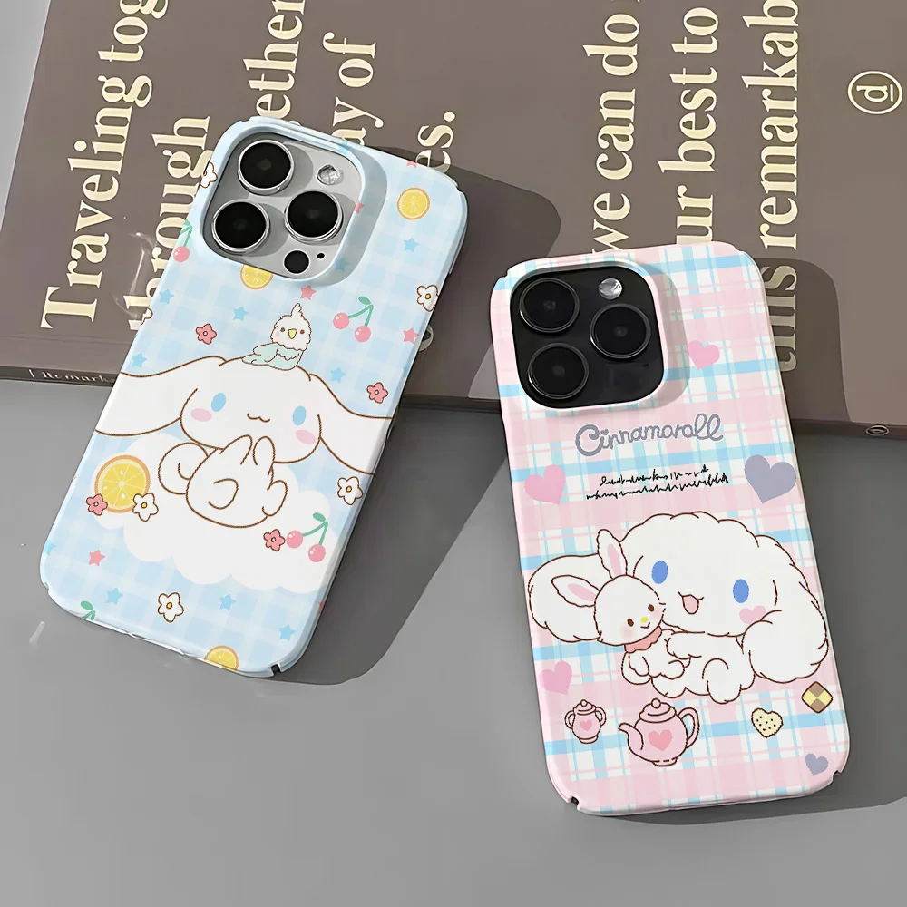 Bonita funda de teléfono Kawaii Candy Cinnamoroll para IPhone 16, 15, 14, 13, 12, 11 Pro Max, XS, XR, XSMax, 6, 7, 8 Plus, brillante, HD, dura, PC