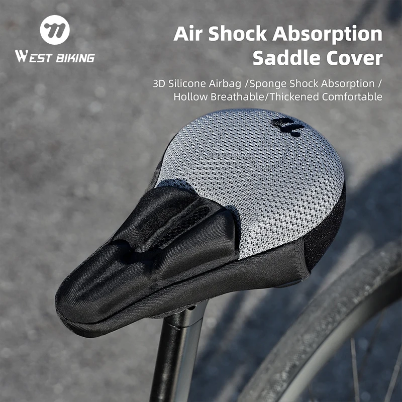 

WEST BIKING Soft Bicycle Air Cushion Cover Breathable Comfortable Airbag Buffer Seat Mountain Bike Cycling Pad Saddle Cover