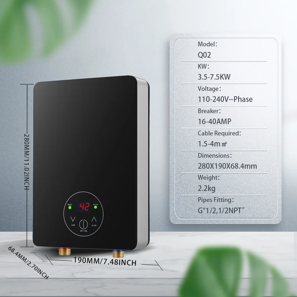 Hot Cheap 5500W Electric Water Heater 220V for Kitchen Bathroom Shower for Household Use Durable Plastic