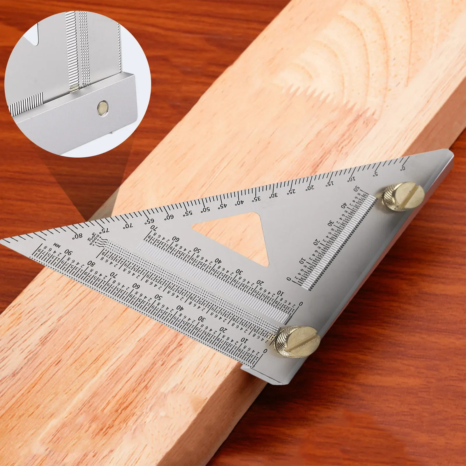 

1 шт., плотник, квадратная линейка для измерения угла, прецизионная маркировочная линейка для позиционирования отверстий, деревообрабатывающая чертилка, треугольная линейка