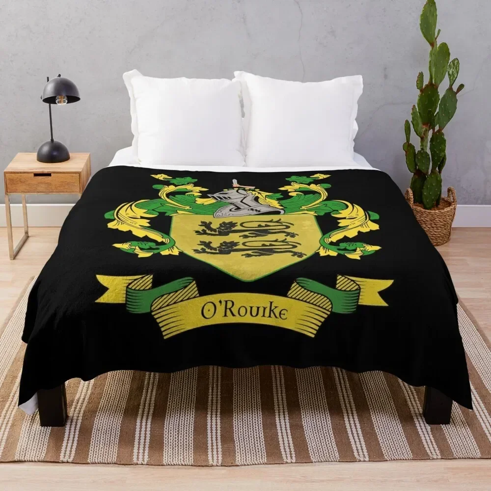 

O'Rourke Coat of Arms O'Rourke Family Crest Throw Blanket Cute Plaid Hairy warm winter Blankets