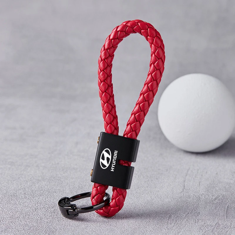 Handmade Rope Leather Rope Car Emblem Keychain For Hyundai Tucson Solaris I30 Creta Ix35 IX20 Veloster Santa Fe Elantra Accent view 3