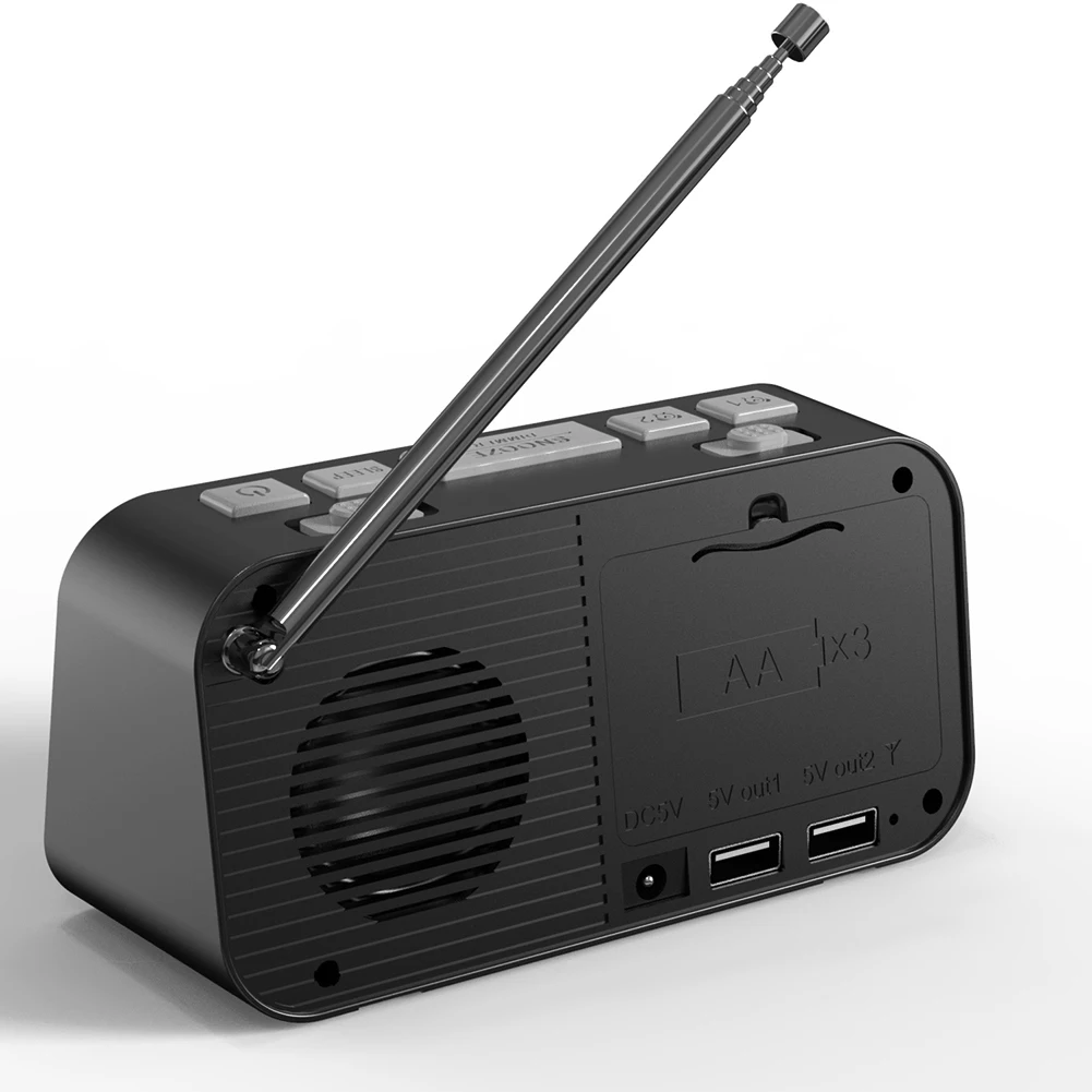 ساعة منبه رقمية لسطح المكتب مقاس A1 مع منفذ شحن USB مزدوج وراديو FM DAB وشاشة LED كبيرة لسهولة عرض الوقت