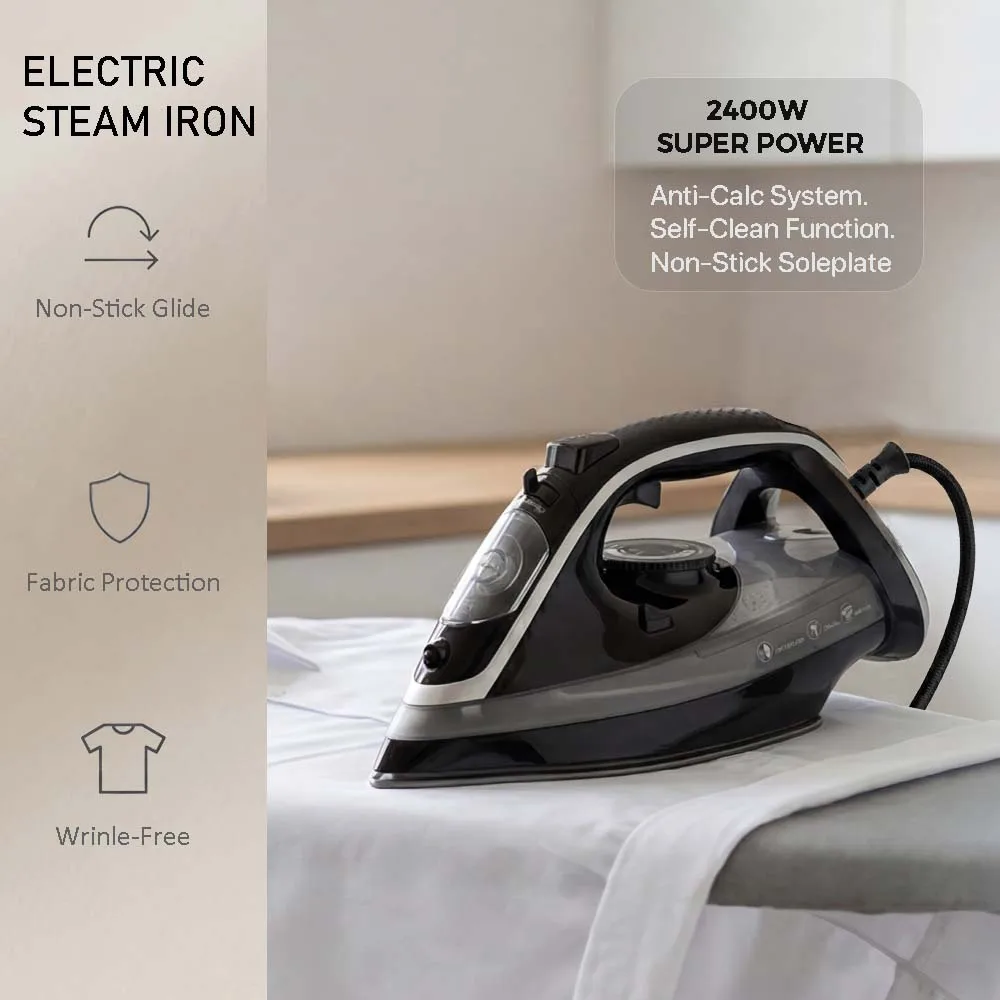 Cross-border Household Electric Iron 2400W Ceramic Glaze Non-stick Soleplate Handheld Steam Iron 400ML Water Tank