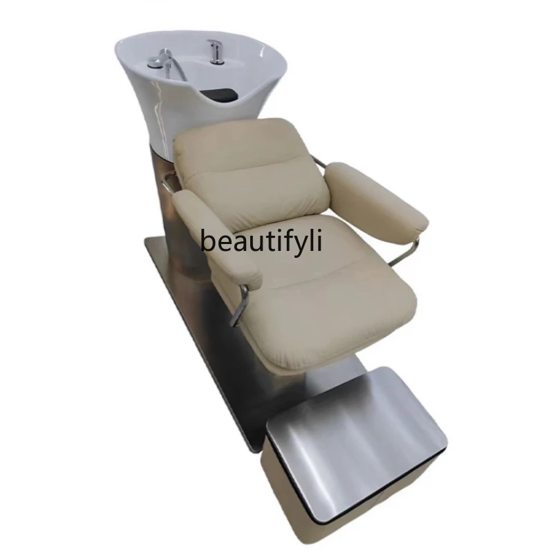 Haircut Shampoo Bed Fashion Hair Shop Ceramic Deep Basin Semi-reclining Flush Bed